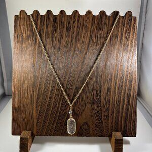 Gold-Tone Pendant Necklace With Rhinestone Accents & Chain Link Design